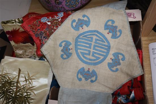 A quantity of Chinese textiles etc.